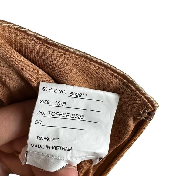 AFTER SIX 6829 Toffee Copper Straight Charmeuse Halter Midi Dress Size 10R NWT - Picture 5 of 7